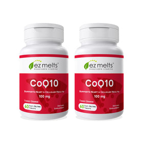EZ Melts CoQ10 100 mg comprimés dissolvables goût orange devant l'emballage