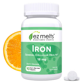 EZ Melts Fer Dissolvant 18 mg, 90 Comprimés, emballage avant