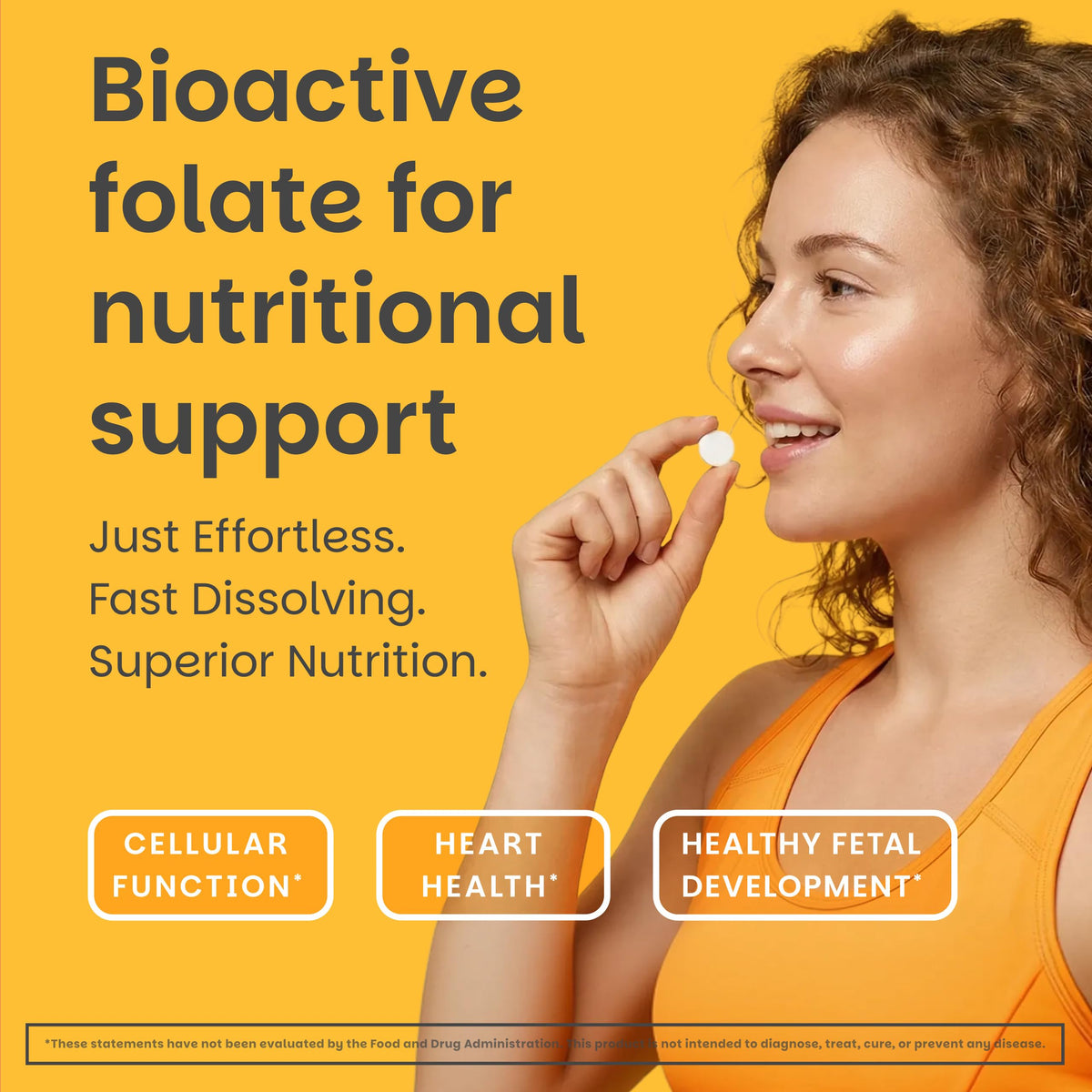 EZ Melts Folate 60 comprimés avec informations nutritionnelles