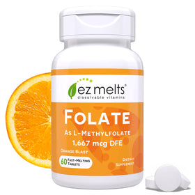 EZ Melts Folate 60 comprimés Orange Blast vue avant