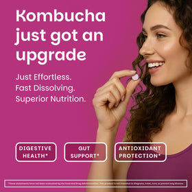 EZ Melts Kombucha Dissolvable 250 mg, Pomme Baie, comprimé en gros plan