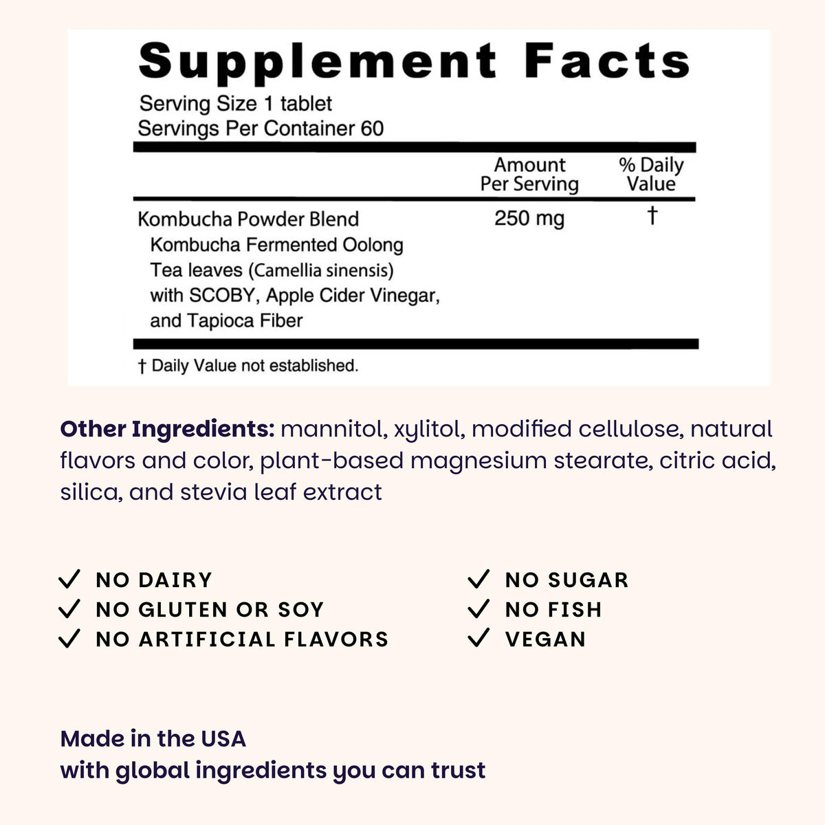 EZ Melts Kombucha Dissolvable 250 mg, Pomme Baie, emballage