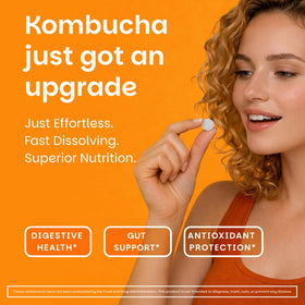 EZ Melts Kombucha Dissolvable 254 mg Citron Gingembre, comprimés sur une cuillère