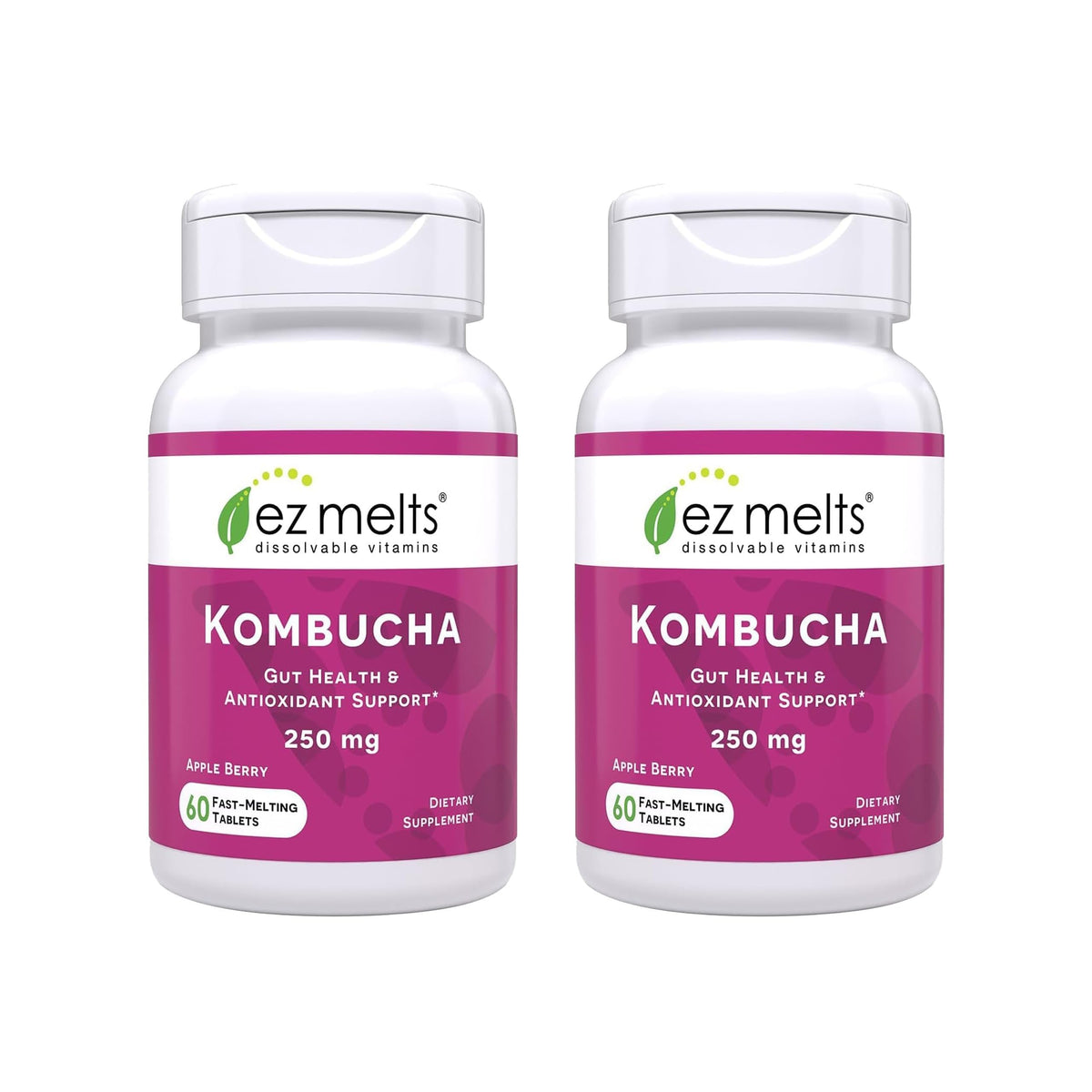 EZ Melts Kombucha Dissolvables 250 mg, Pomme Baie, emballage avant