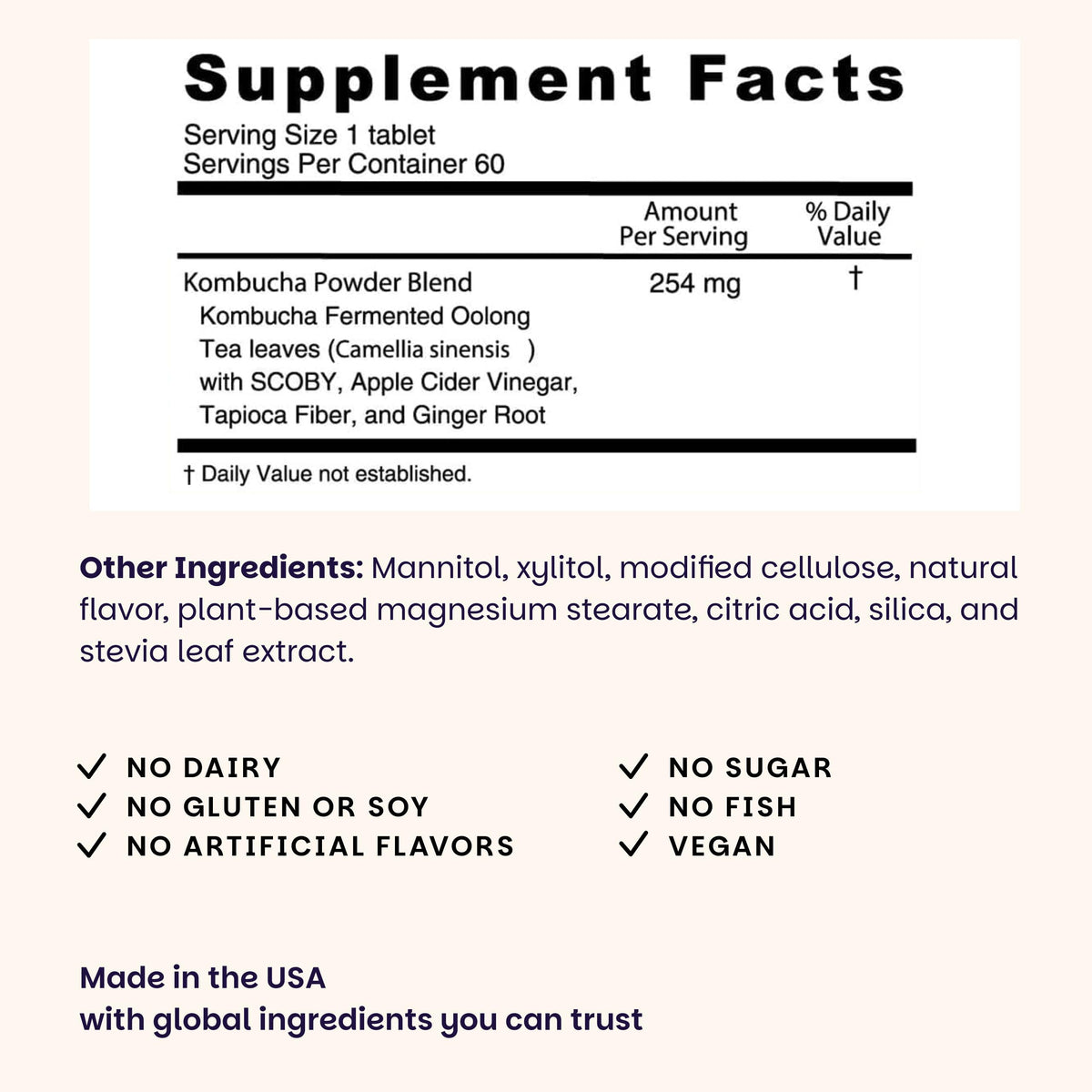 EZ Melts Kombucha Dissolvables 254 mg Citron Gingembre, vue arrière