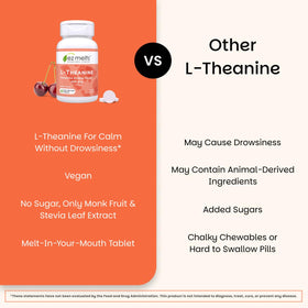 EZ Melts L-Théanine 200 mg 60 comprimés cerise avec un verre d'eau