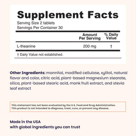 EZ Melts L-Théanine 200 mg 60 comprimés cerise côté