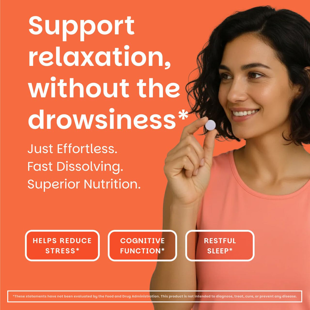 EZ Melts L-Théanine 200 mg 60 comprimés cerise emballage
