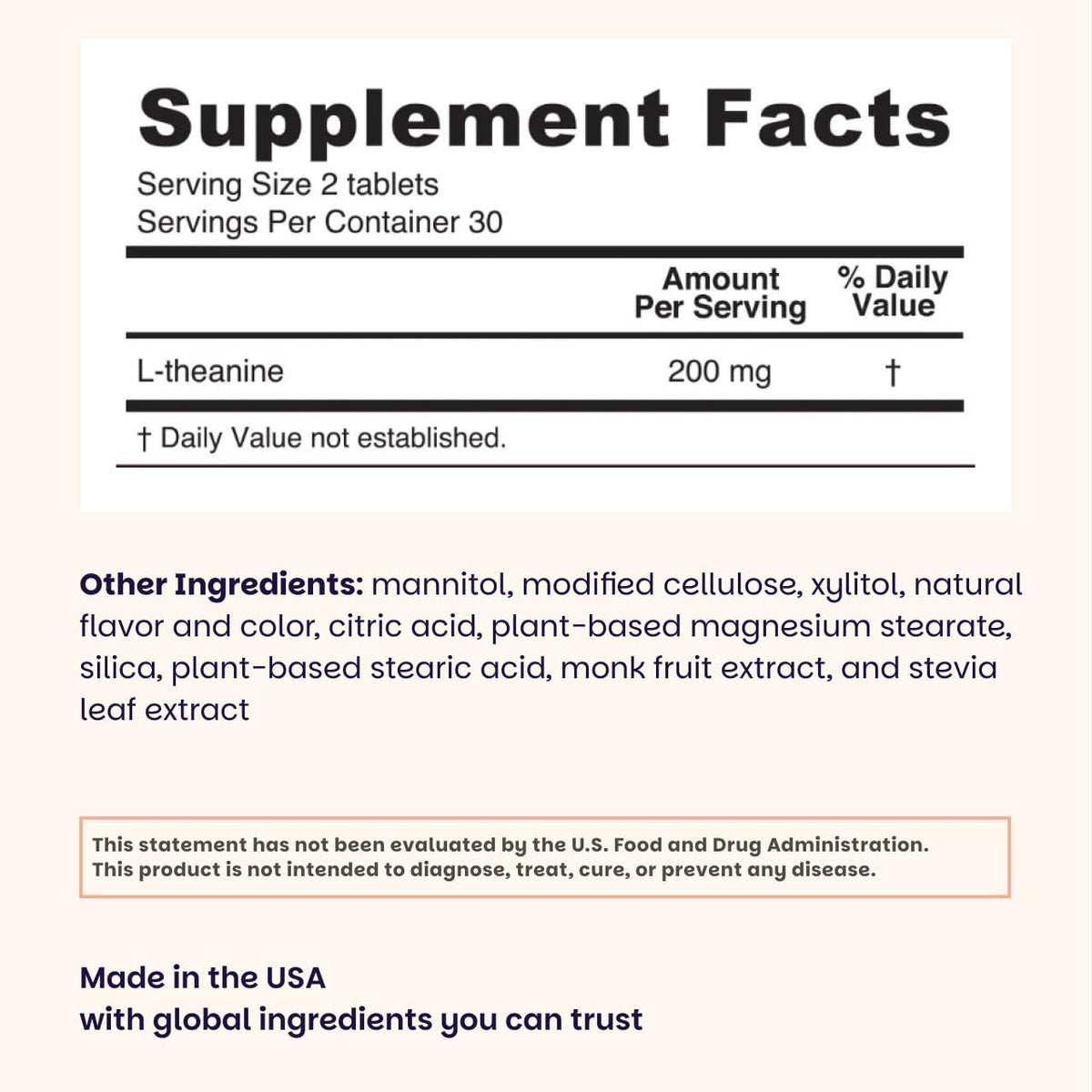 EZ Melts L-Théanine 200 mg comprimés cerise sur une table
