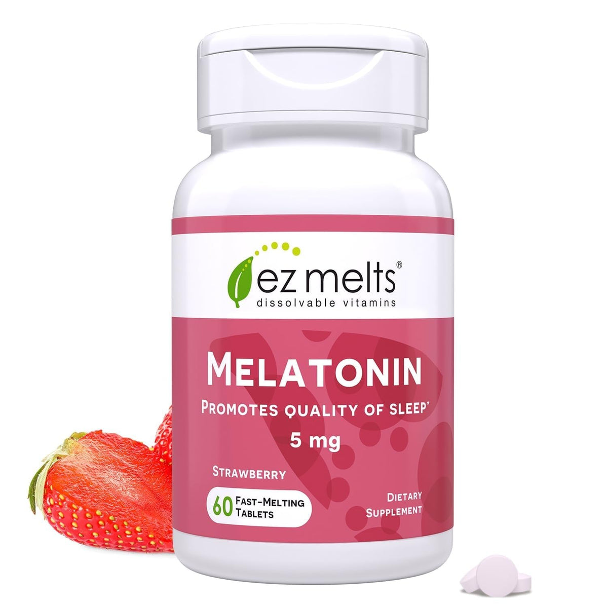 EZ Melts Mélatonine 5 mg comprimés dissolvables fraise avant