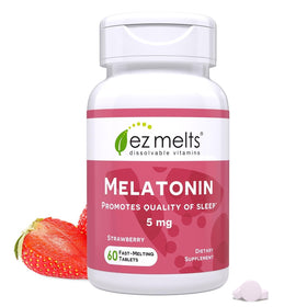 EZ Melts Mélatonine 5 mg comprimés dissolvables fraise avant