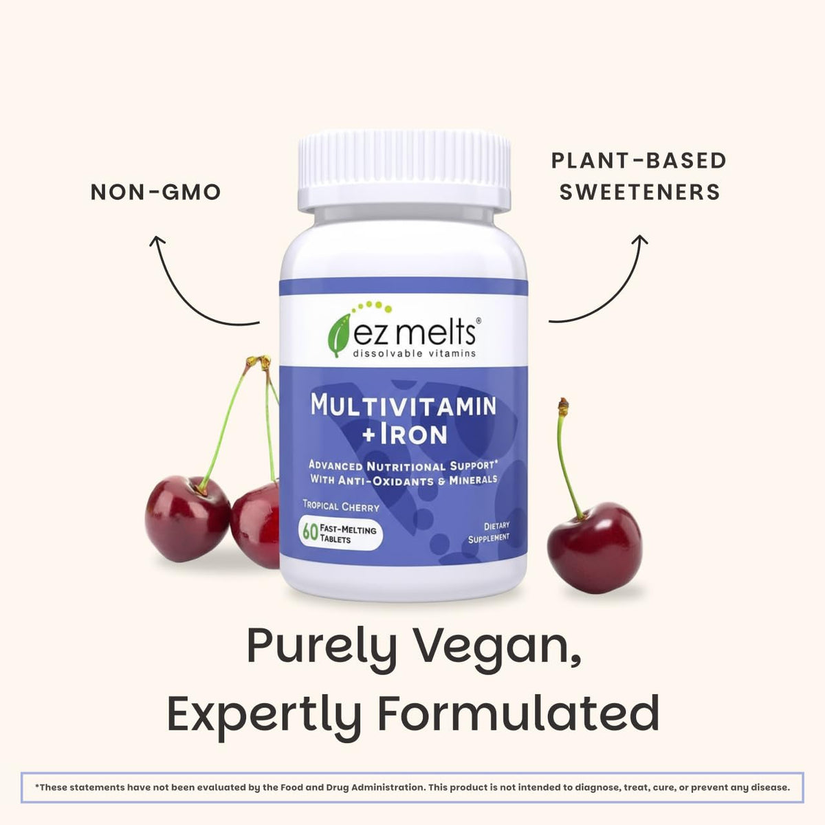 EZ Melts Multivitamine avec Fer, flacon ouvert