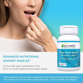EZ Melts Multivitamine sans Fer 120 Comprimés Saveur Pomme avec des fruits