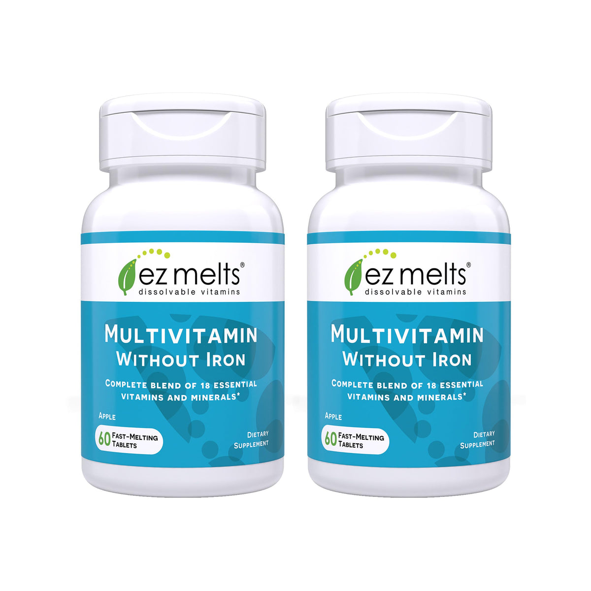 EZ Melts Multivitamine sans Fer 120 Comprimés Saveur Pomme vue de face