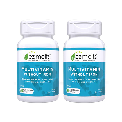 EZ Melts Multivitamine sans Fer 120 Comprimés Saveur Pomme vue de face
