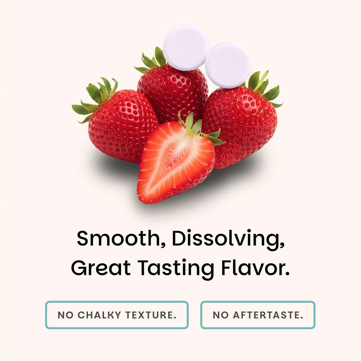 EZ Melts Probiotique Fraise - présentation avec fruits frais