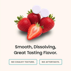 EZ Melts Probiotique Fraise - présentation avec fruits frais