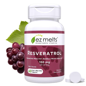 EZ Melts Résvératrol 150 mg comprimés goût raisin rouge, vue avant