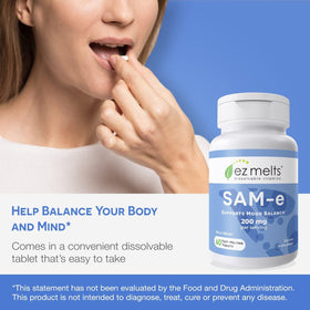 EZ Melts SAM-e 200 mg comprimés dissolvables sur une table