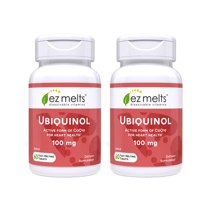 EZ Melts Ubiquinol 100 mg comprimés au goût pomme, vue de face