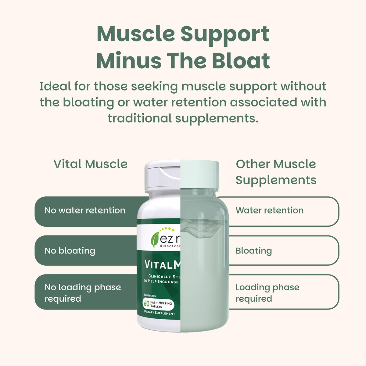 EZ Melts VitalMuscle comprimés à dissoudre sur une table