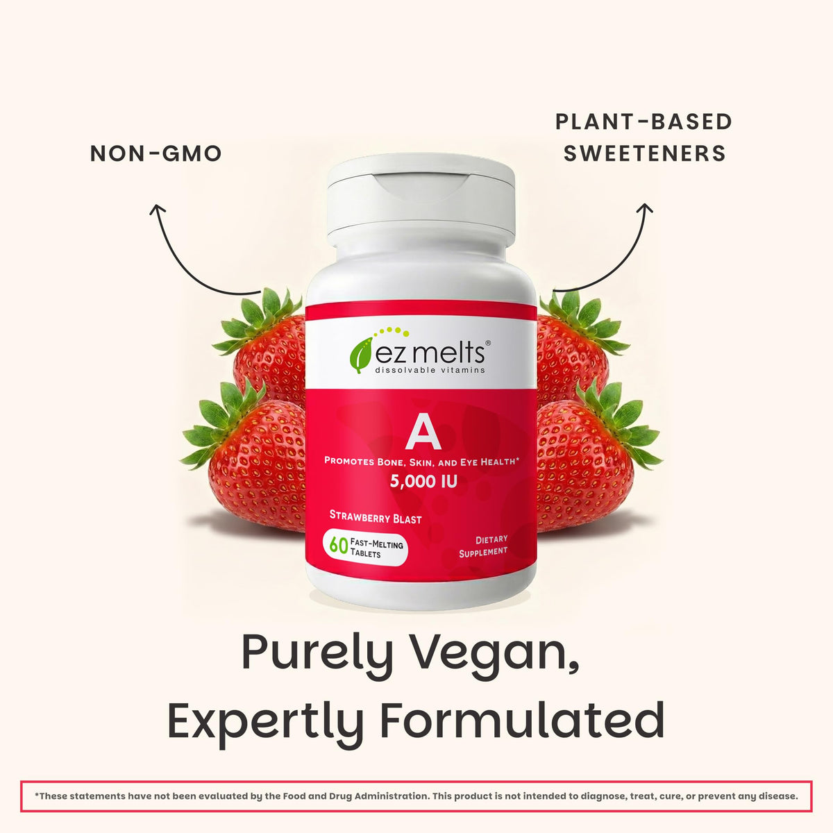 EZ Melts Vitamine A 5 000 UI comprimés dissous en boîte