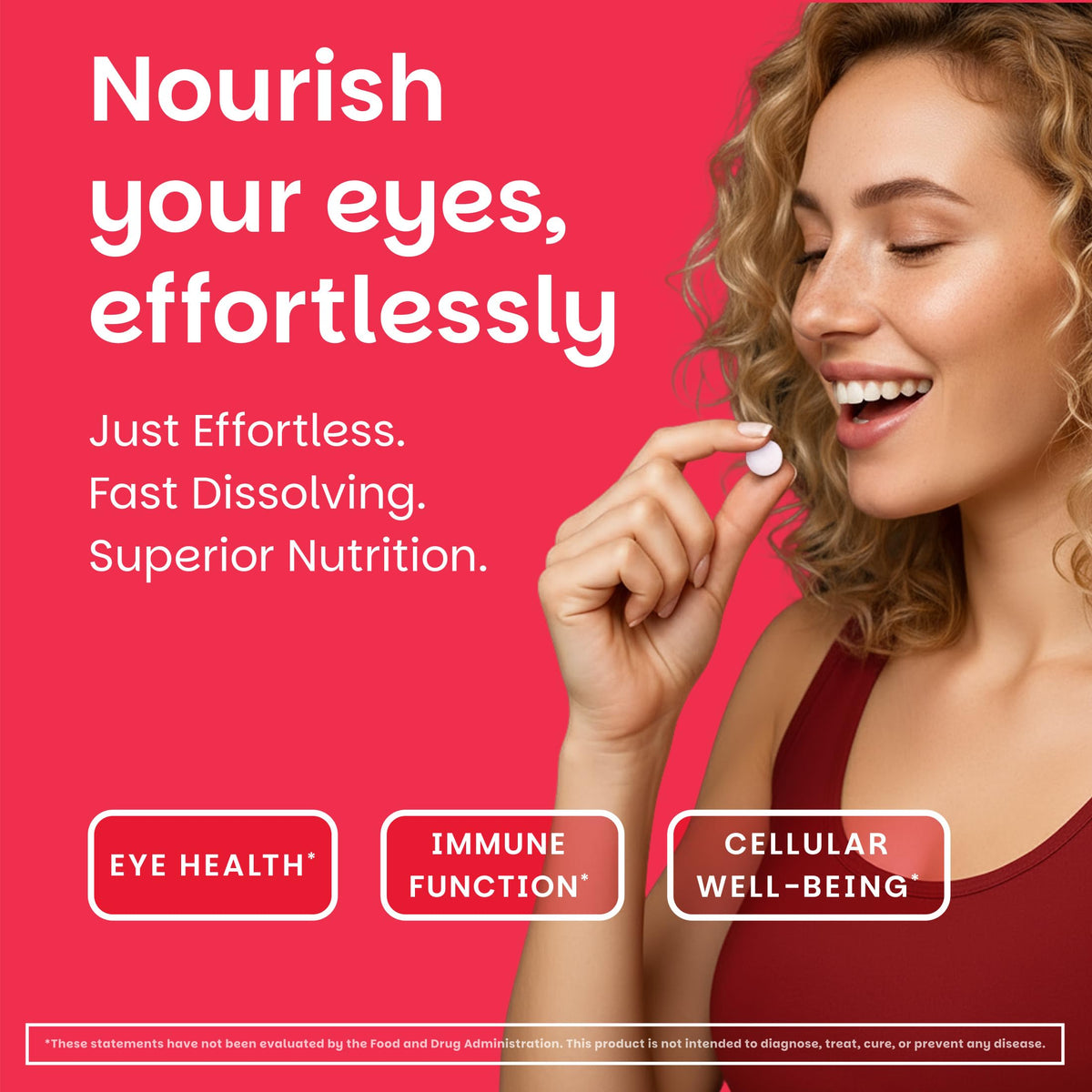 EZ Melts Vitamine A 5 000 UI comprimés dissous sur une table