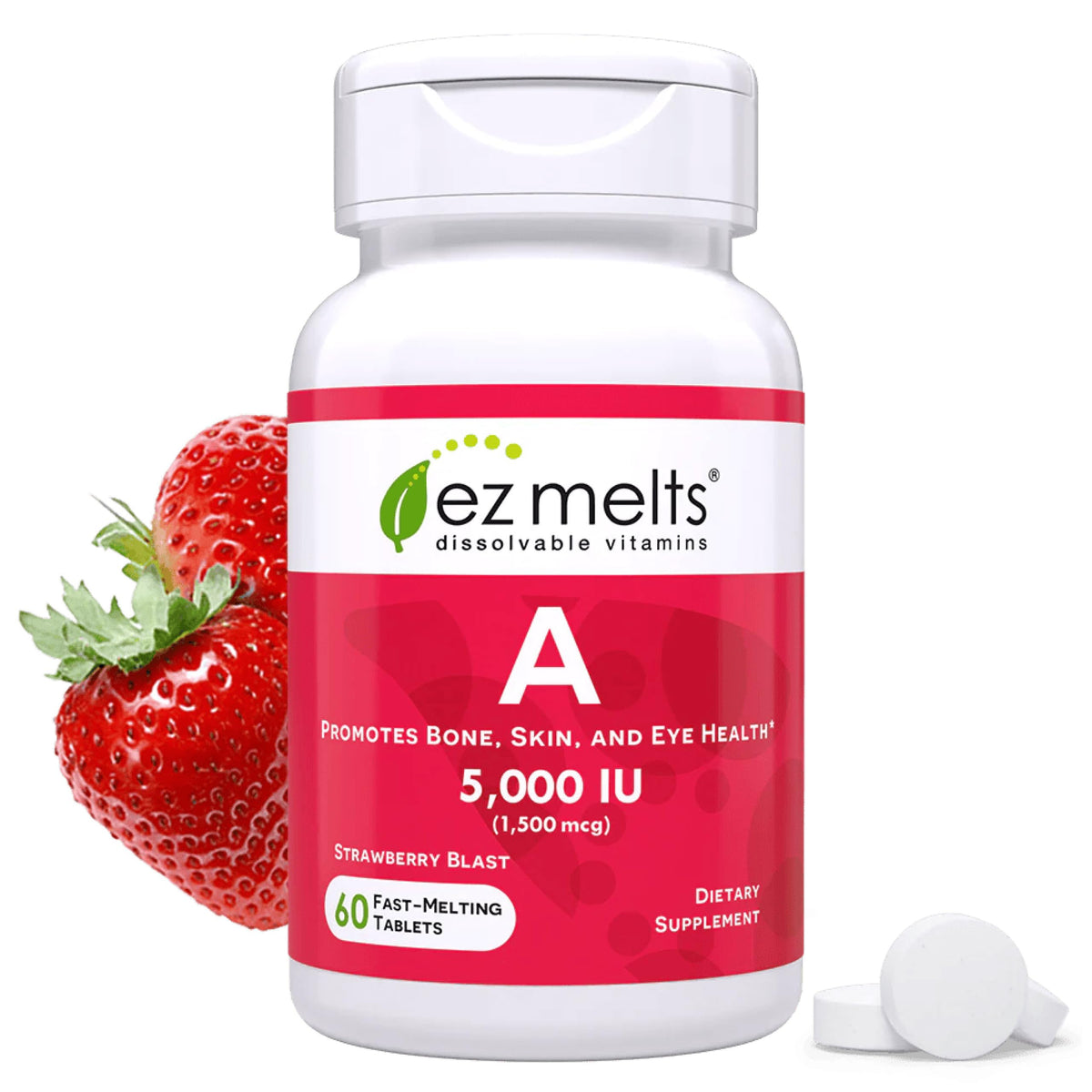 EZ Melts Vitamine A 5 000 UI comprimés dissous vue de face