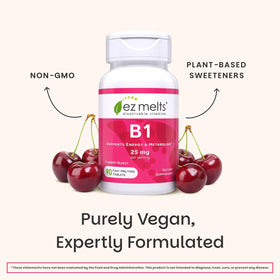 EZ Melts Vitamine B1 Dissolvante 25 mg, arrière de la boîte