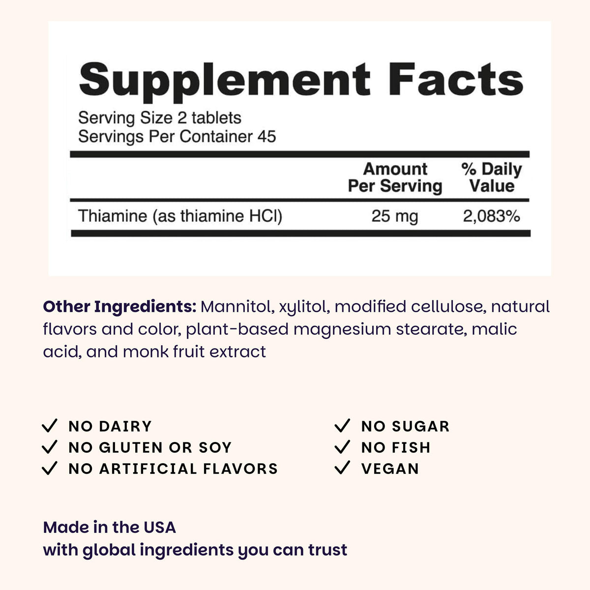 EZ Melts Vitamine B1 Dissolvante 25 mg, vue latérale de la boîte
