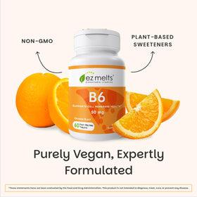 EZ Melts Vitamine B6 50 mg sur une surface en bois