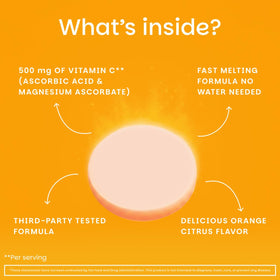 EZ Melts Vitamine C 500 mg avec ingrédients listés