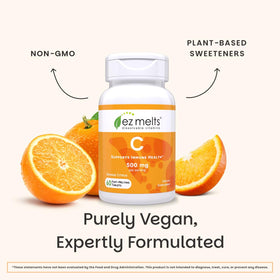 EZ Melts Vitamine C 500 mg avec une main tenant une tablette
