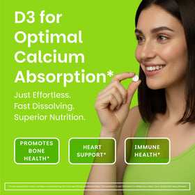 EZ Melts Vitamine D3 180 comprimés sur fond blanc