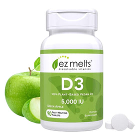 EZ Melts Vitamine D3 5 000 UI 90 comprimés vue de face