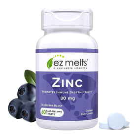 EZ Melts Zinc 30 mg comprimés dissolvables myrtille vue avant