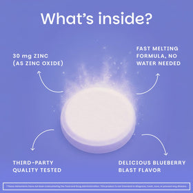 EZ Melts Zinc 30 mg comprimés dissolvables myrtille vue de côté