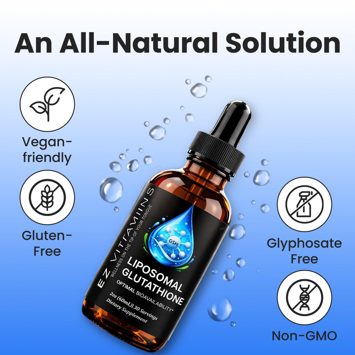 EZ VITAMINS Glutathione Liposomal Liquide 60 ml avec ingrédients