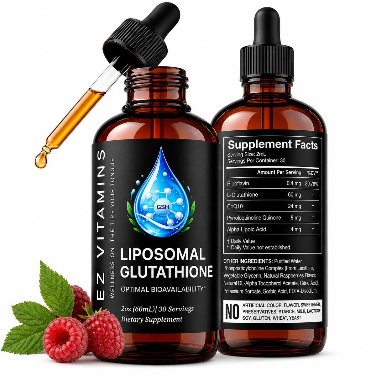 EZ VITAMINS Glutathione Liposomal Liquide 60 ml vue avant