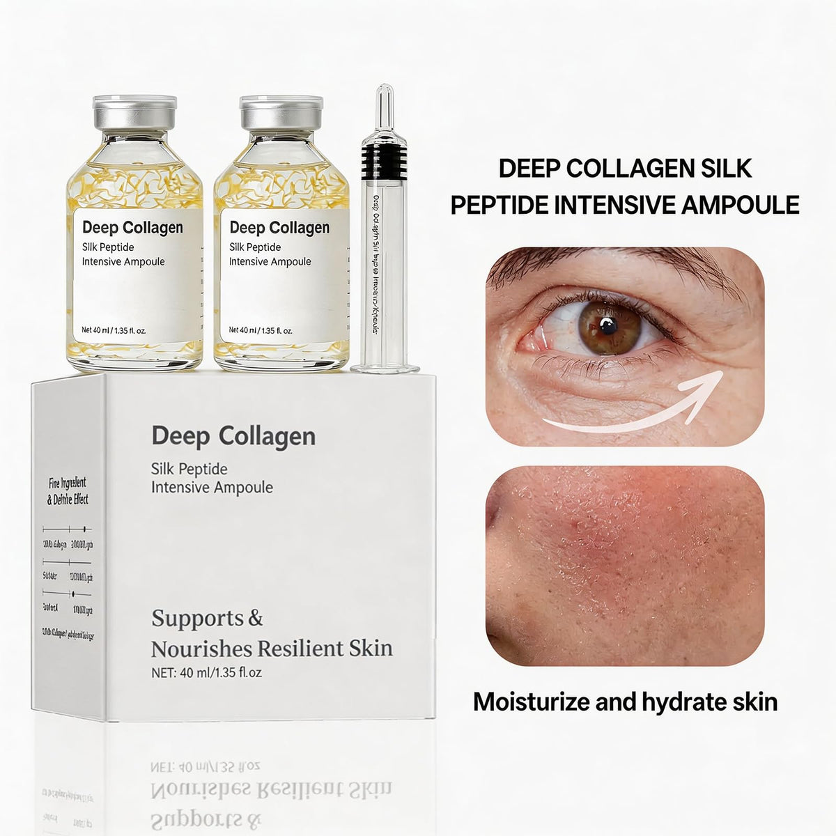 EZBNG Ampoule de Collagène Profond au Peptide de Soie - application sur la peau