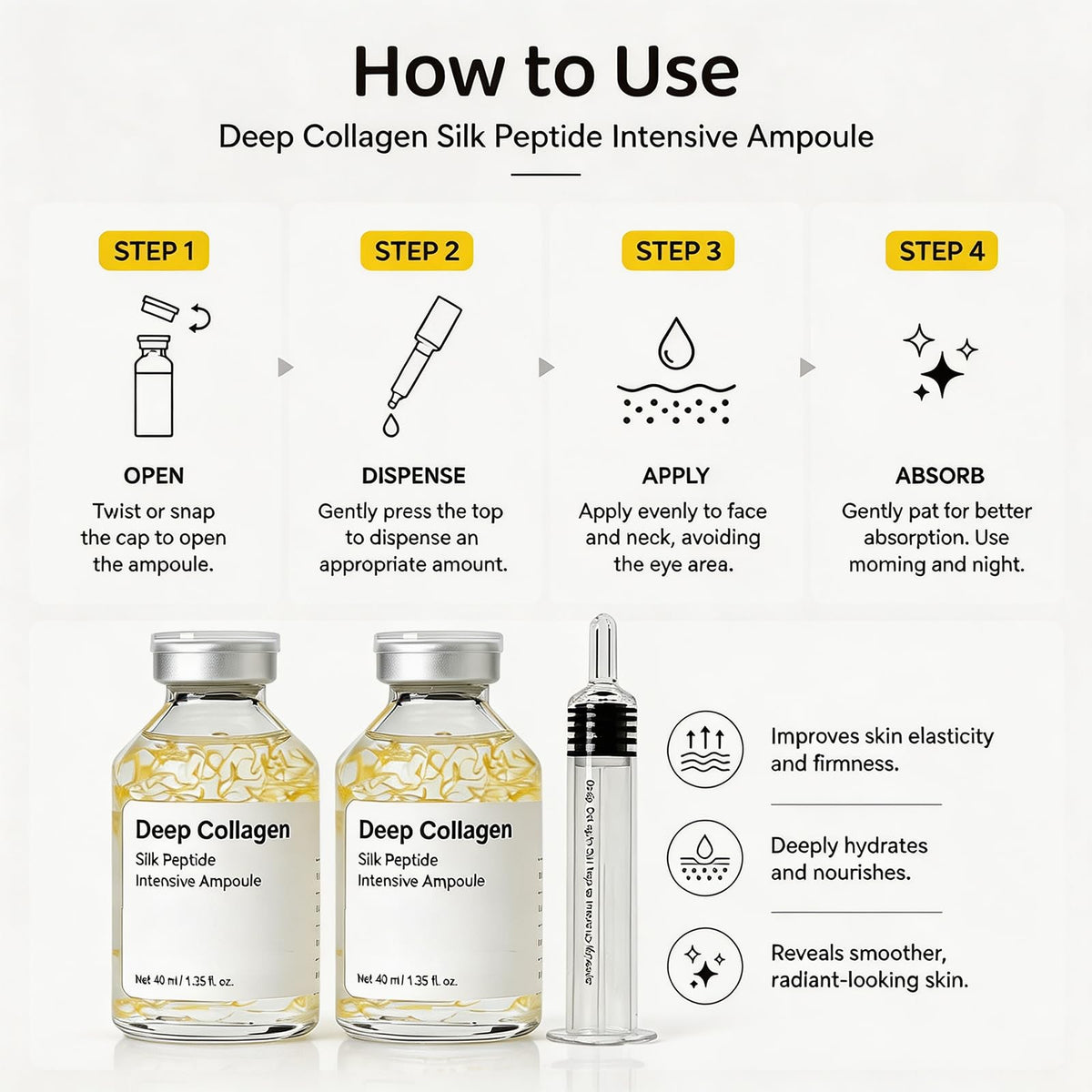 EZBNG Ampoule de Collagène Profond au Peptide de Soie - utilisation quotidienne