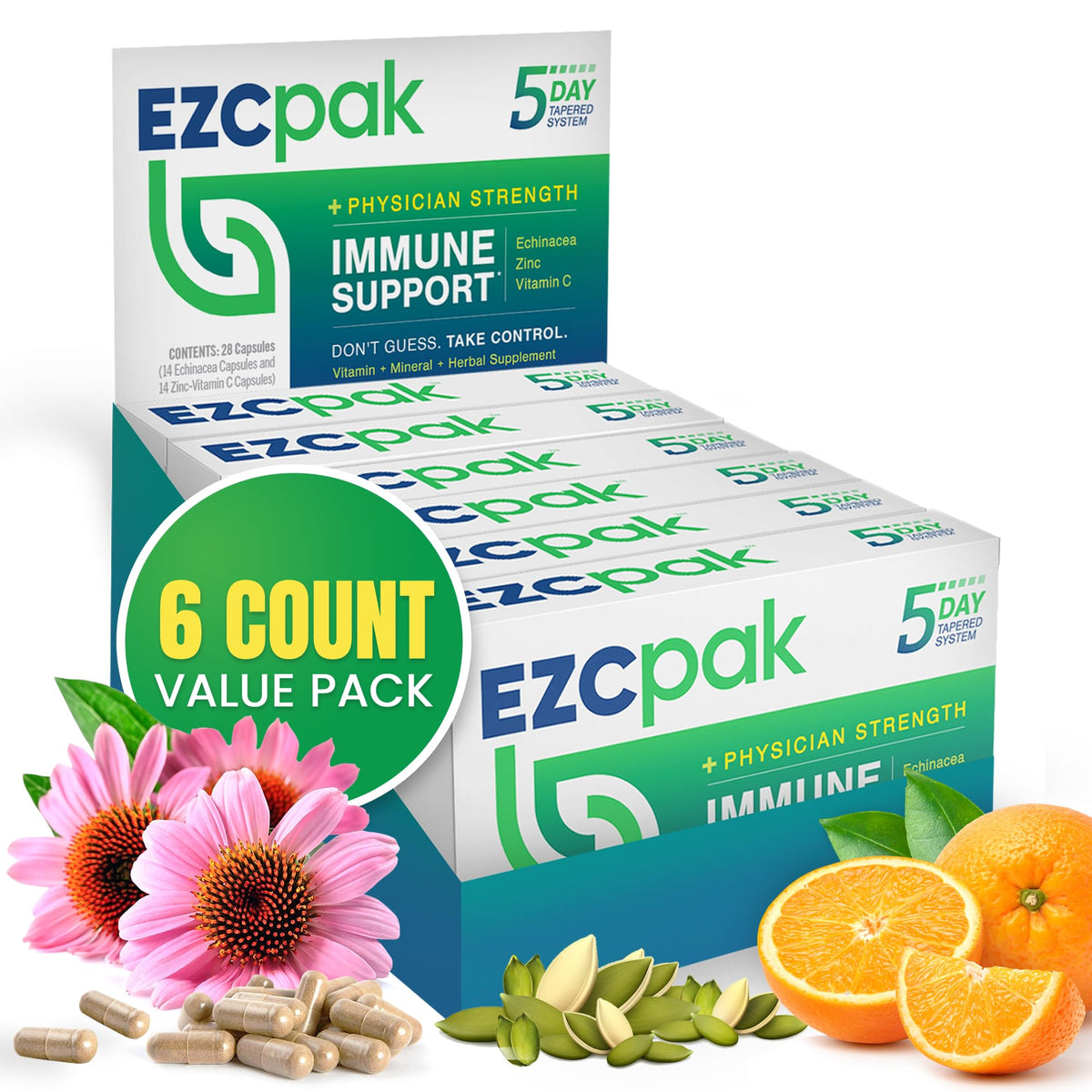 EZC Pak 5 Jours Système de Soutien daily wellness Pack de 6 vue de face