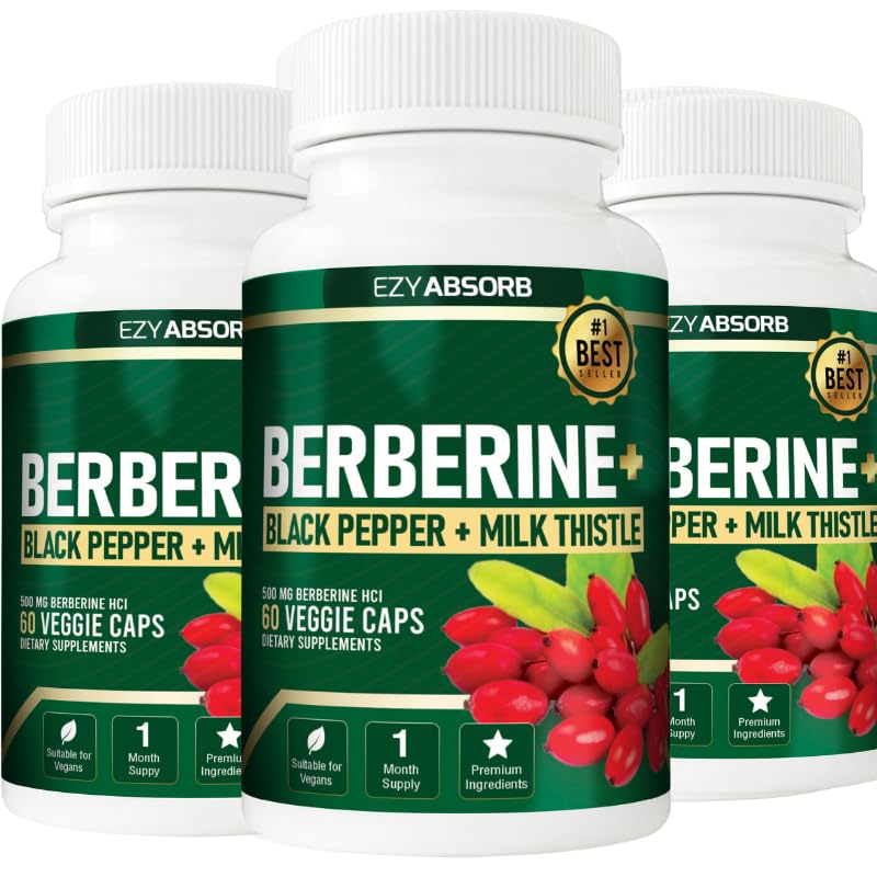 EzyAbsorb Berbérine 500mg, gélules végétales sur fond naturel