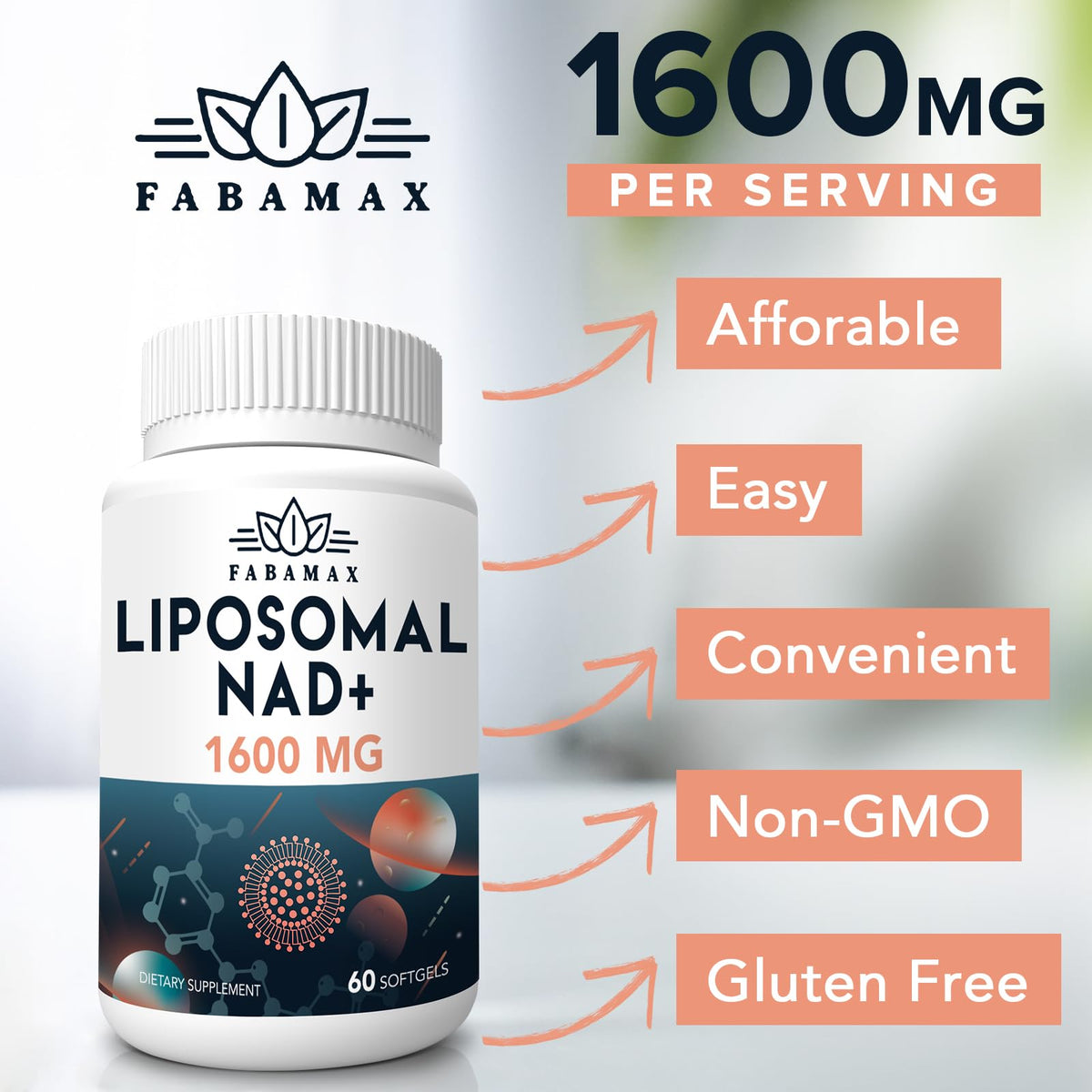 Fabamax Liposomal NAD+ 1600 mg emballage arrière vue