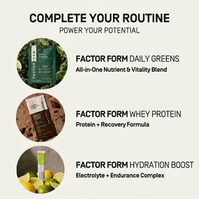 FACTOR FORM Daily Greens poudre dans un verre avec eau