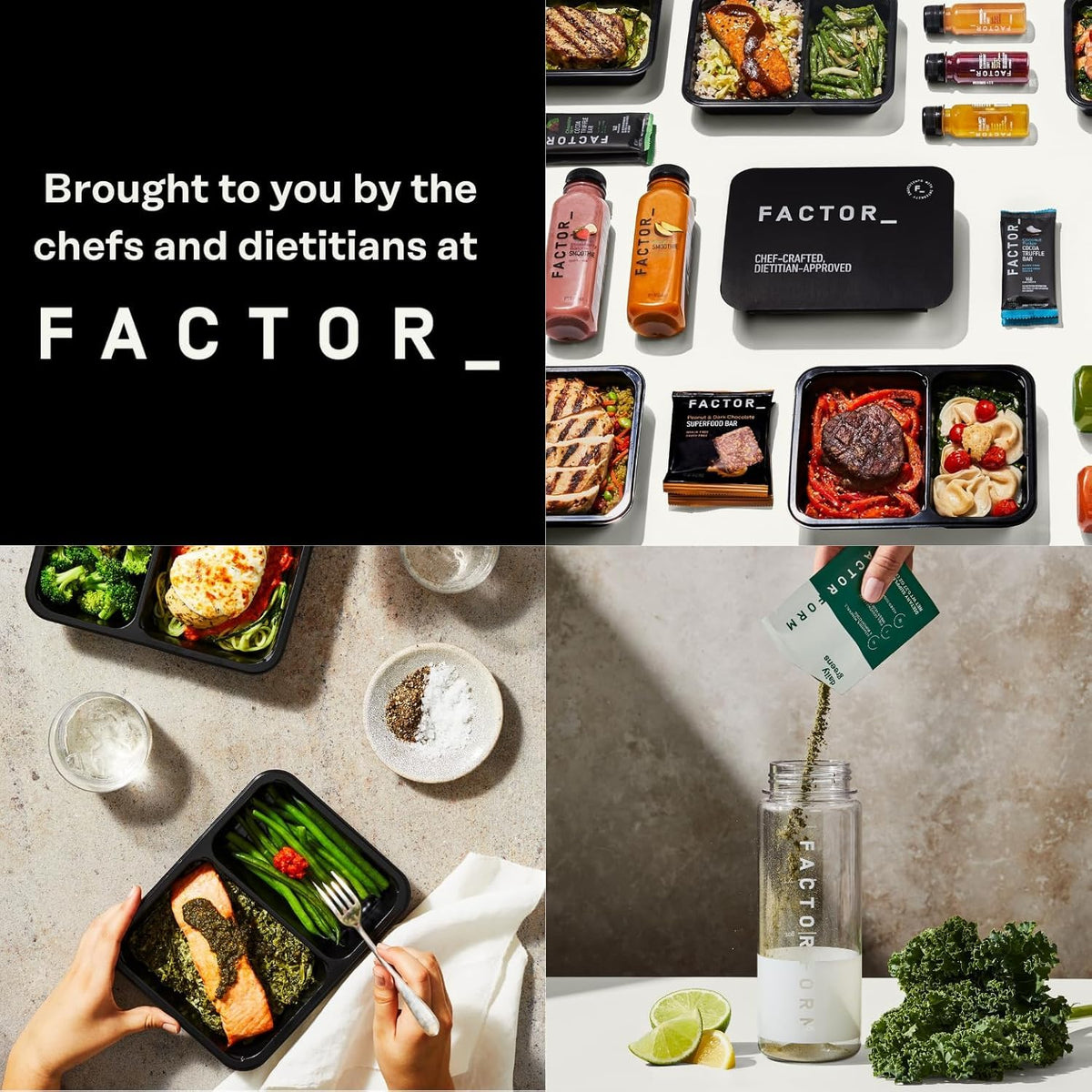 FACTOR FORM Daily Greens Poudre Super-aliment mélange dans un verre d'eau
