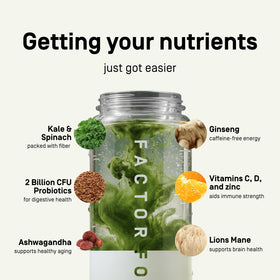 FACTOR FORM Daily Greens Poudre Super-aliment sachets sur une table