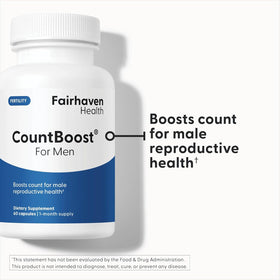 Fairhaven Health FertilAid et CountBoost, arrière du produit