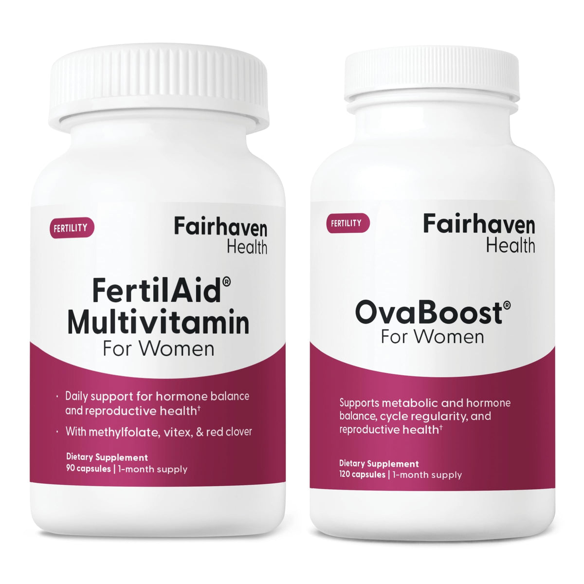 Fairhaven Health FertilAid pour Femmes et Ovaboost Combo 249g vue de face