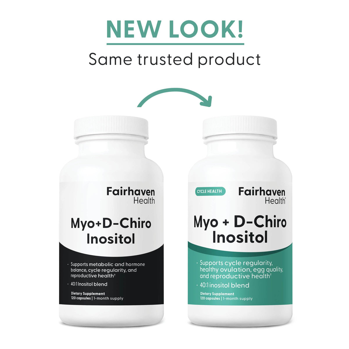 Fairhaven Health Myo-Inositol et D-Chiro Inositol avec un verre d'eau